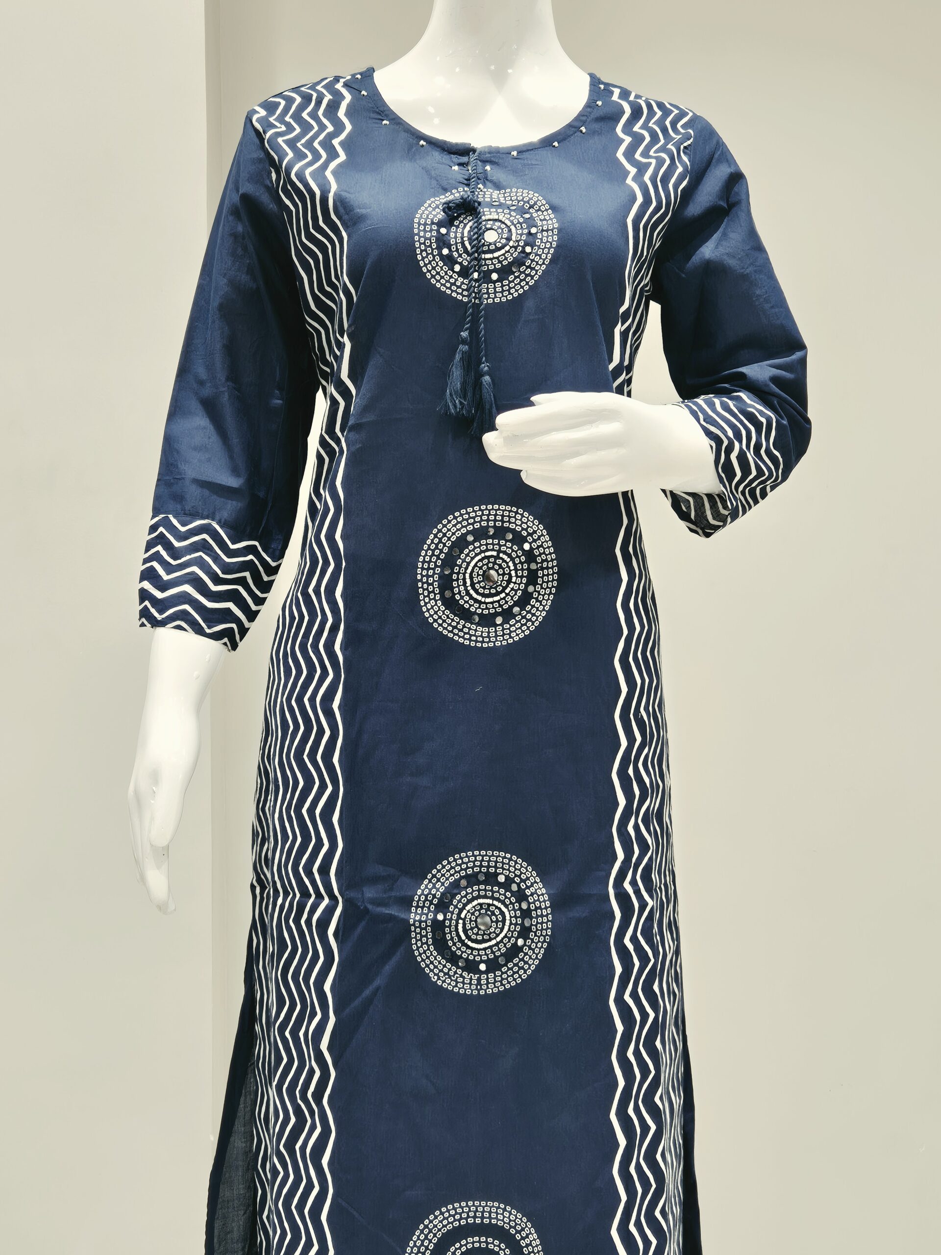 Navy Blue Printed Kurta Palazzo Set with Dupatta - Image 5