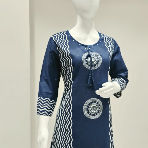 Navy Blue Printed Kurta Palazzo Set with Dupatta