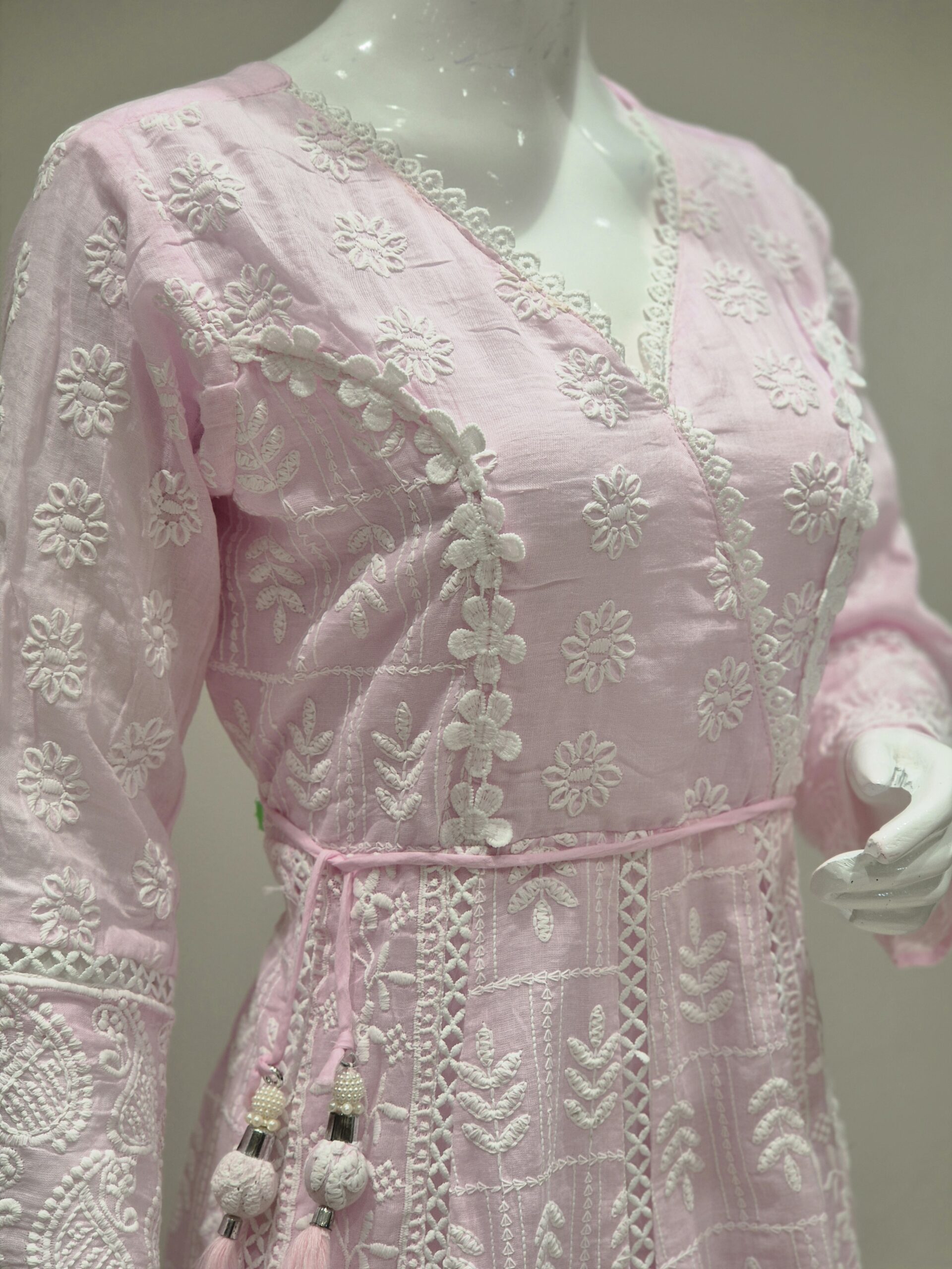 Baby Pink Embroidered Anarkali Kurta Set with Dupatta - Image 2