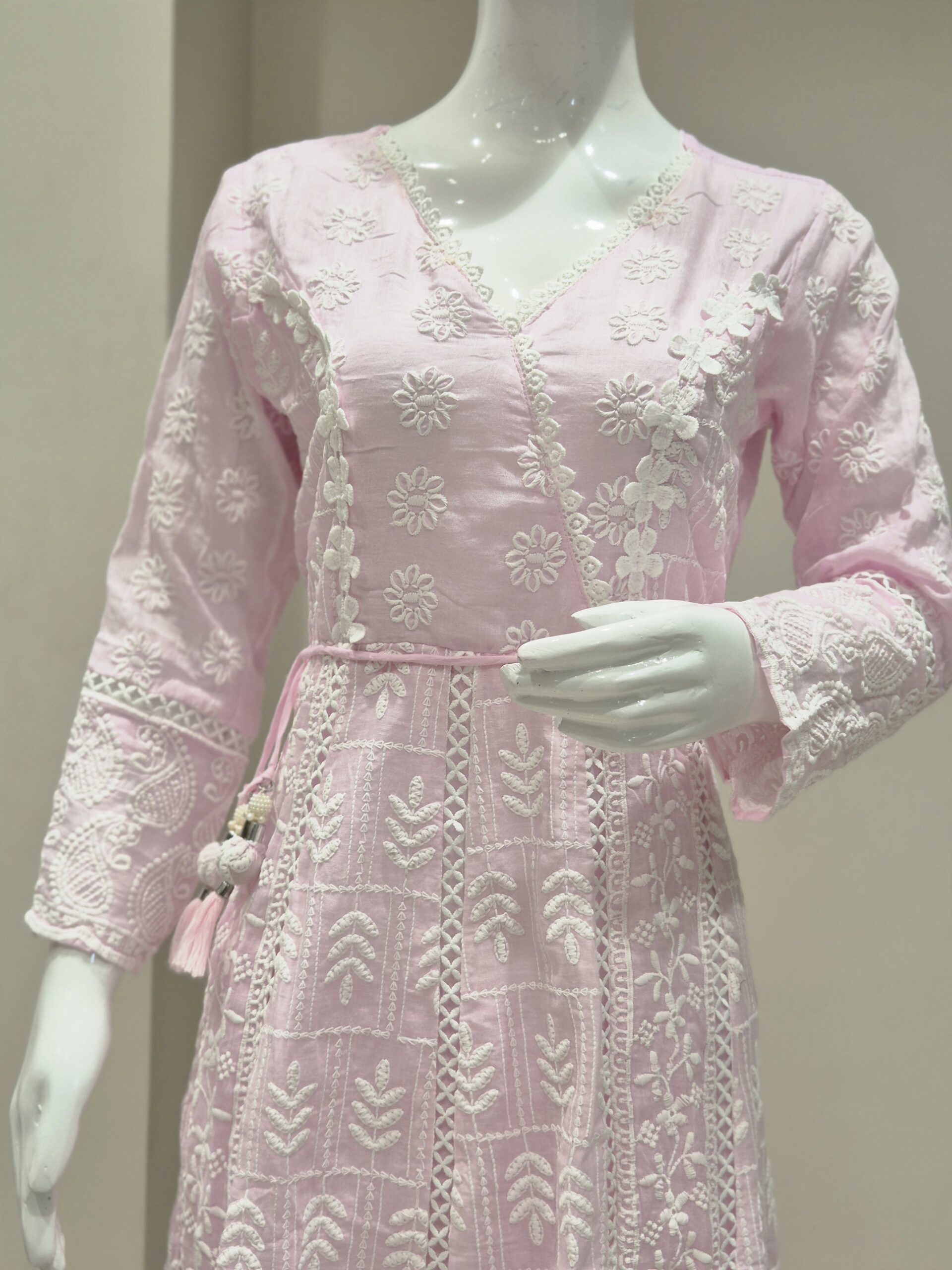 Baby Pink Embroidered Anarkali Kurta Set with Dupatta - Image 4