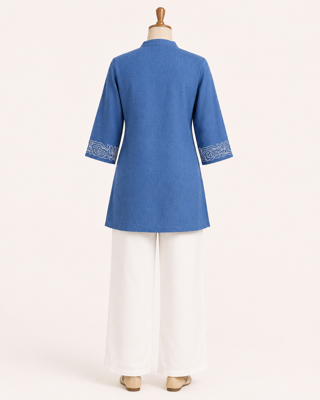 Sky Blue Embroidered Cotton Co-Ord Set - Image 4
