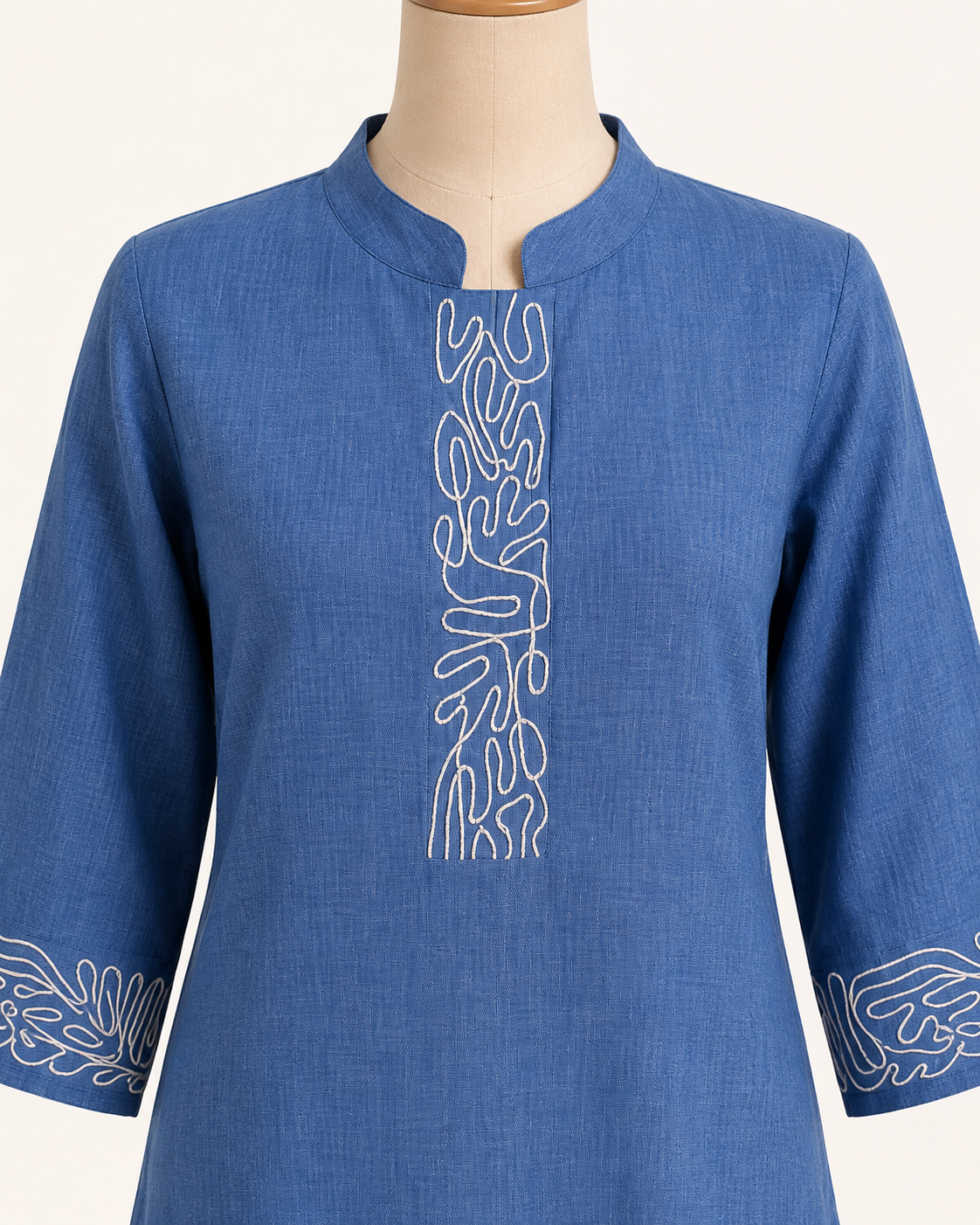 Sky Blue Embroidered Cotton Co-Ord Set - Image 5