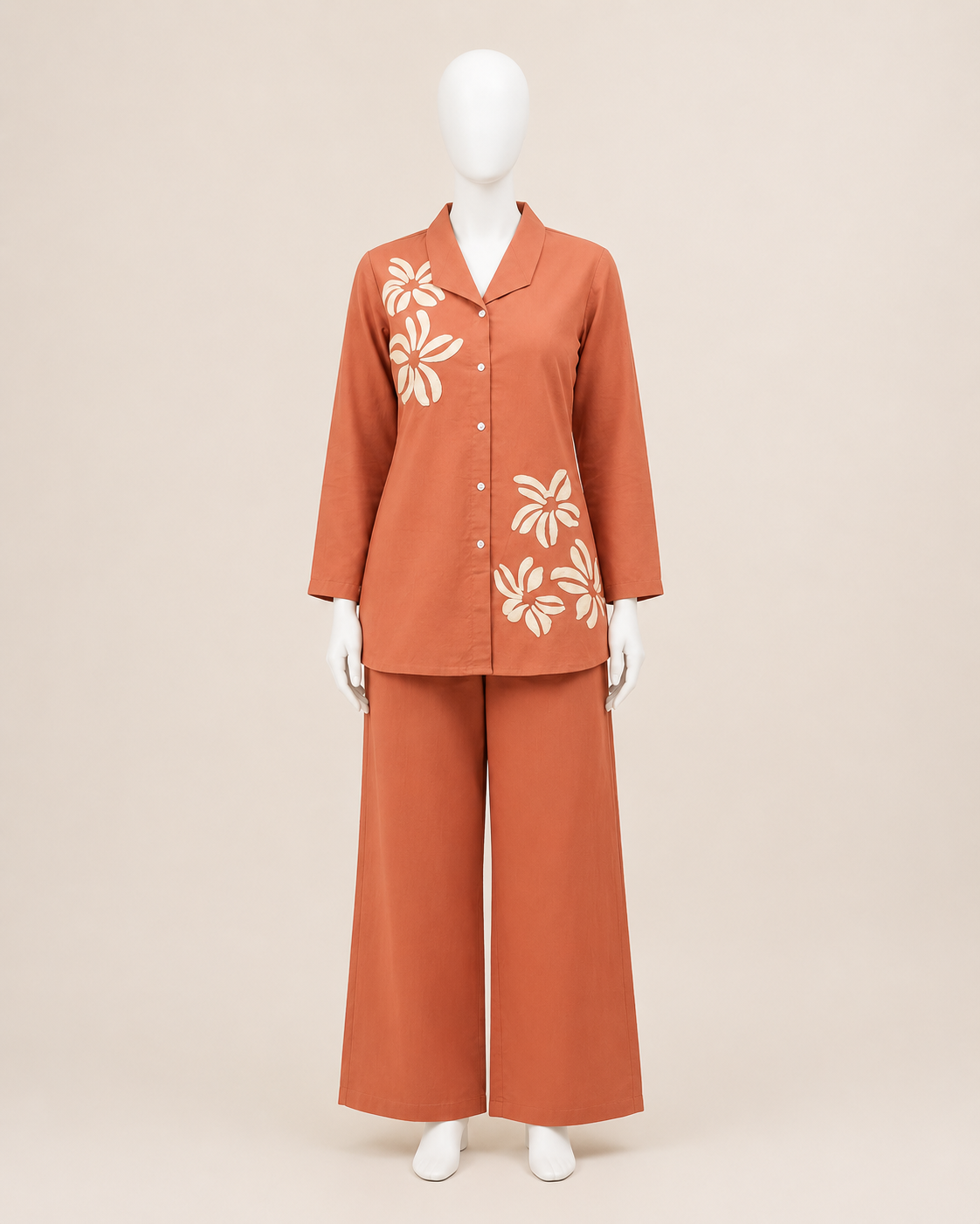 Rust Orange Floral Co-Ord Set for Women