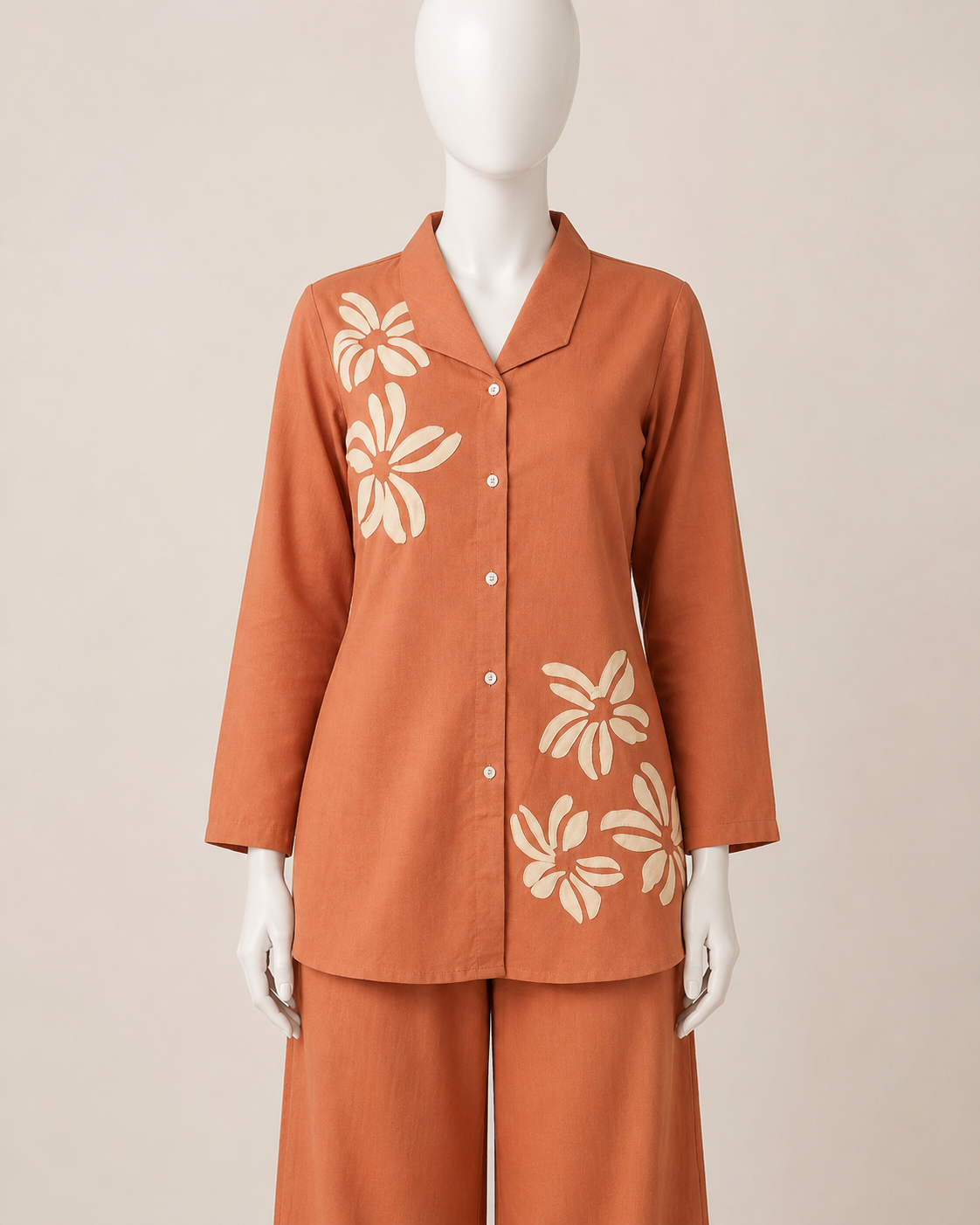 Rust Orange Floral Co-Ord Set for Women - Image 6
