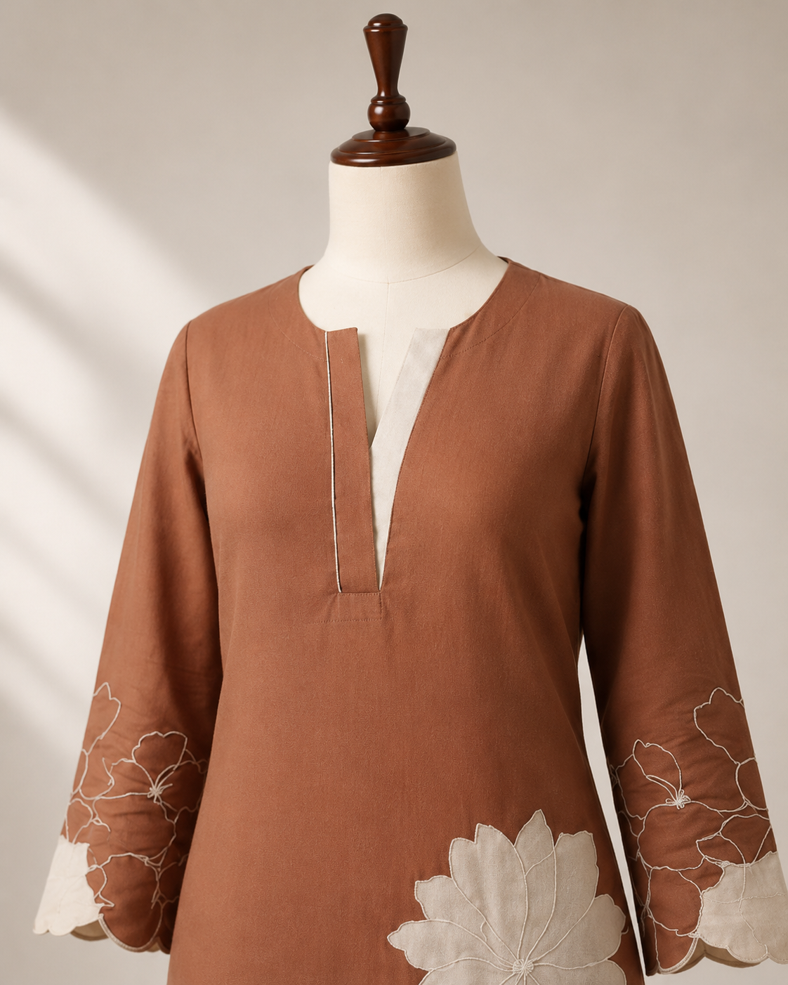 Elegant Rust Brown Floral Embroidered Co-Ord Set - Image 5