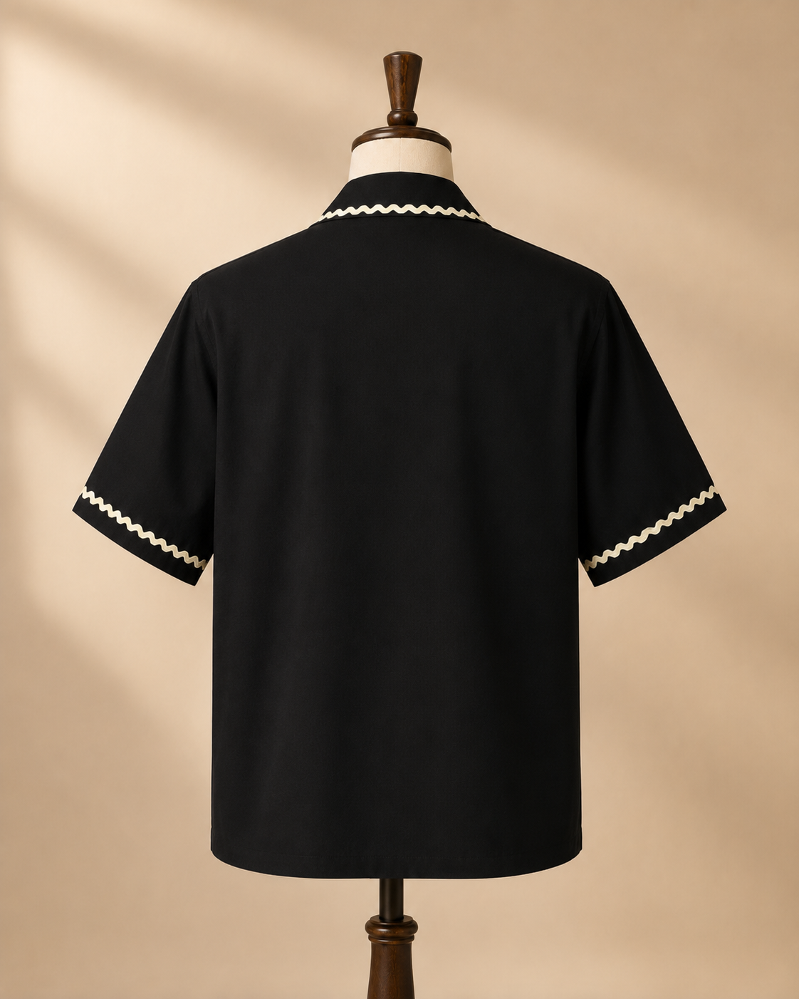 Black Embroidered Cuban Collar Cotton Shirt - Image 4