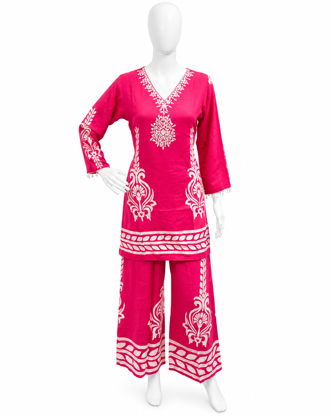 Pink Printed Kurta & Palazzo Set - Image 2