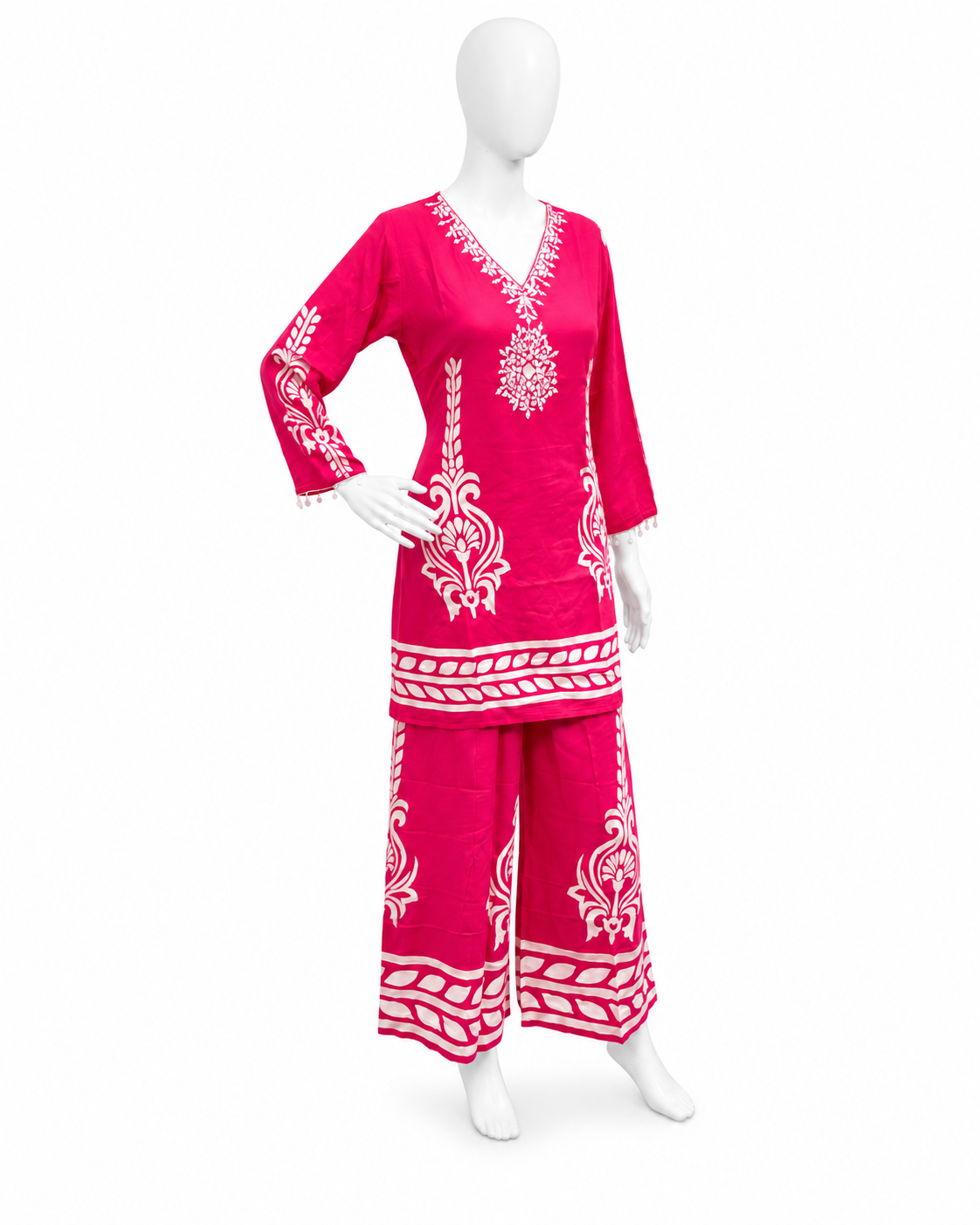Pink Printed Kurta & Palazzo Set - Image 3