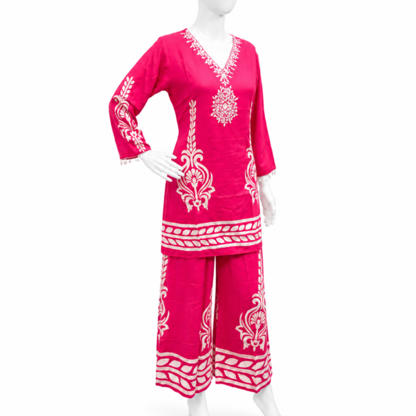 Pink Printed Kurta & Palazzo Set