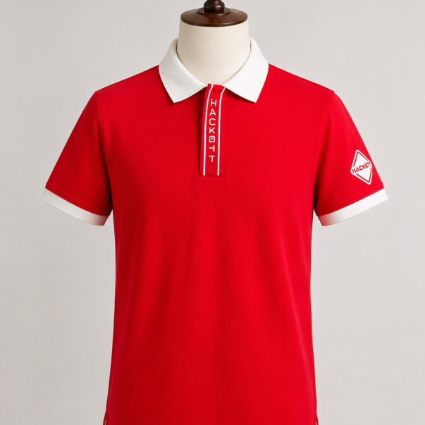 Red Contrast Collar Polo T-Shirt