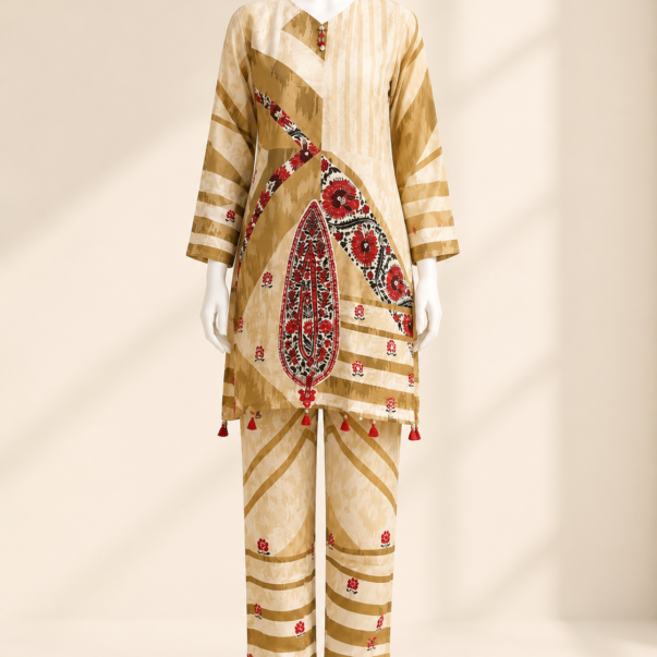 Beige Printed Co-Ord Set