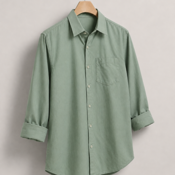 Men's Sage Green Casual Full-Sleeve Shirt