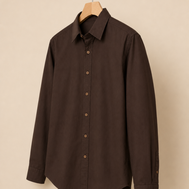 Men’s Dark Brown Full Sleeve Casual Shirt – Solid Button-Down Shirt